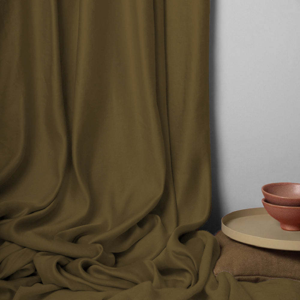 Jacquard Room Darkening Curtains in Coffee Brown Set Of 2 - (P358)