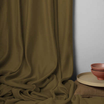 Jacquard Room Darkening Curtains in Coffee Brown Set Of 2 - (P358)