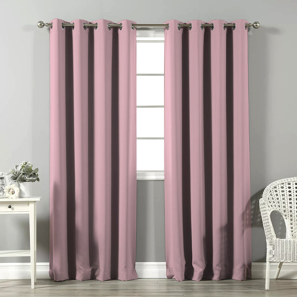 Jacquard Room Darkening Curtains in Soft Pink Set Of 2 - (P360)