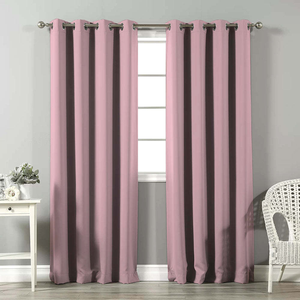 Jacquard Room Darkening Curtains in Soft Pink Set Of 2 - (P360)