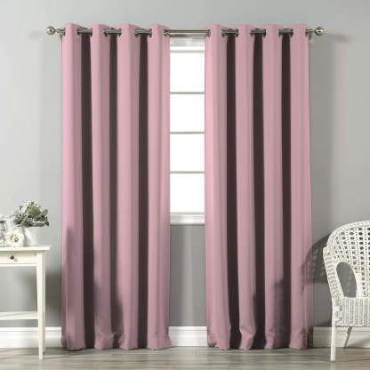 Jacquard Room Darkening Curtains in Soft Pink Set Of 2 - (P360)