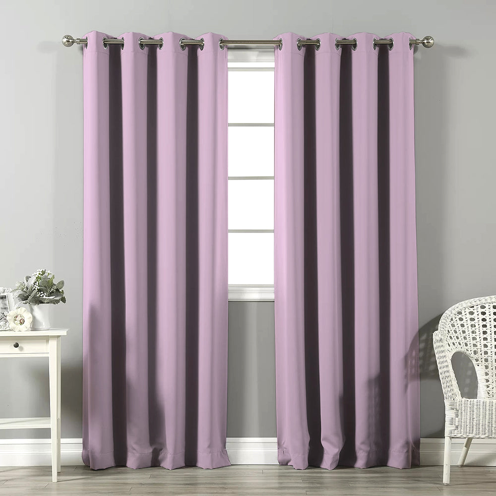 Jacquard Room Darkening Curtains in Pink Lace Set Of 2 - (P361)