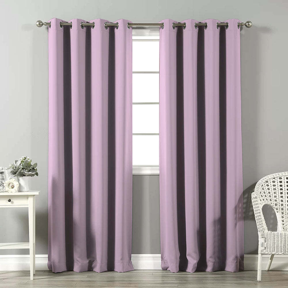 Jacquard Room Darkening Curtains in Pink Lace Set Of 2 - (P361)