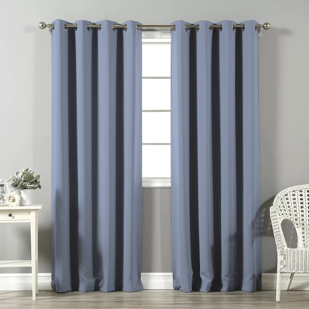 Jacquard Room Darkening Curtains in Frost Blue Set Of 2 - (P362)