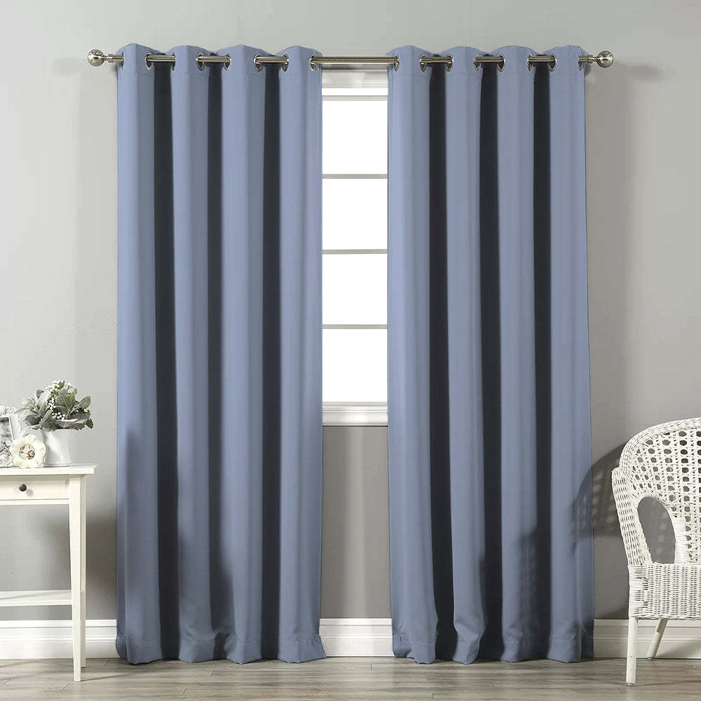 Jacquard Room Darkening Curtains in Frost Blue Set Of 2 - (P362)