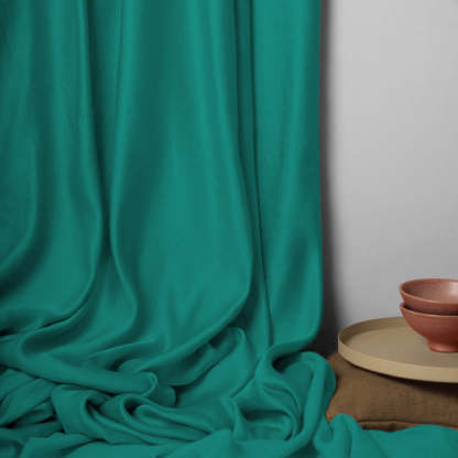 Jacquard Room Darkening Curtains in Mermaid Green Set Of 2 - (P364)