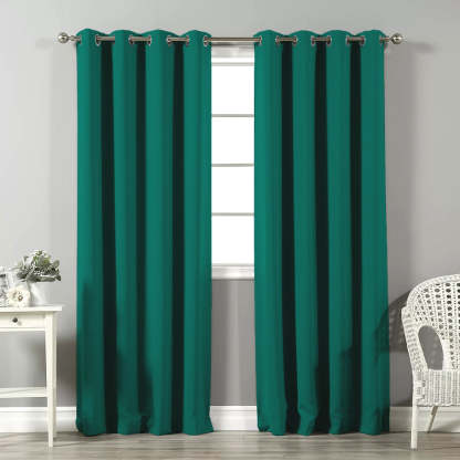 Jacquard Room Darkening Curtains in Mermaid Green Set Of 2 - (P364)