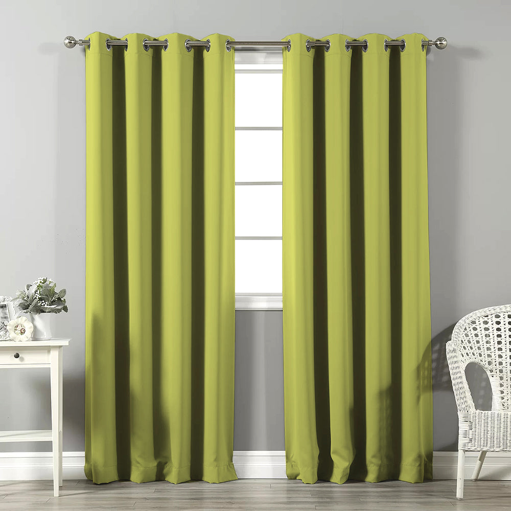 Jacquard Room Darkening Curtains in Pear Green Set Of 2 - (P365)