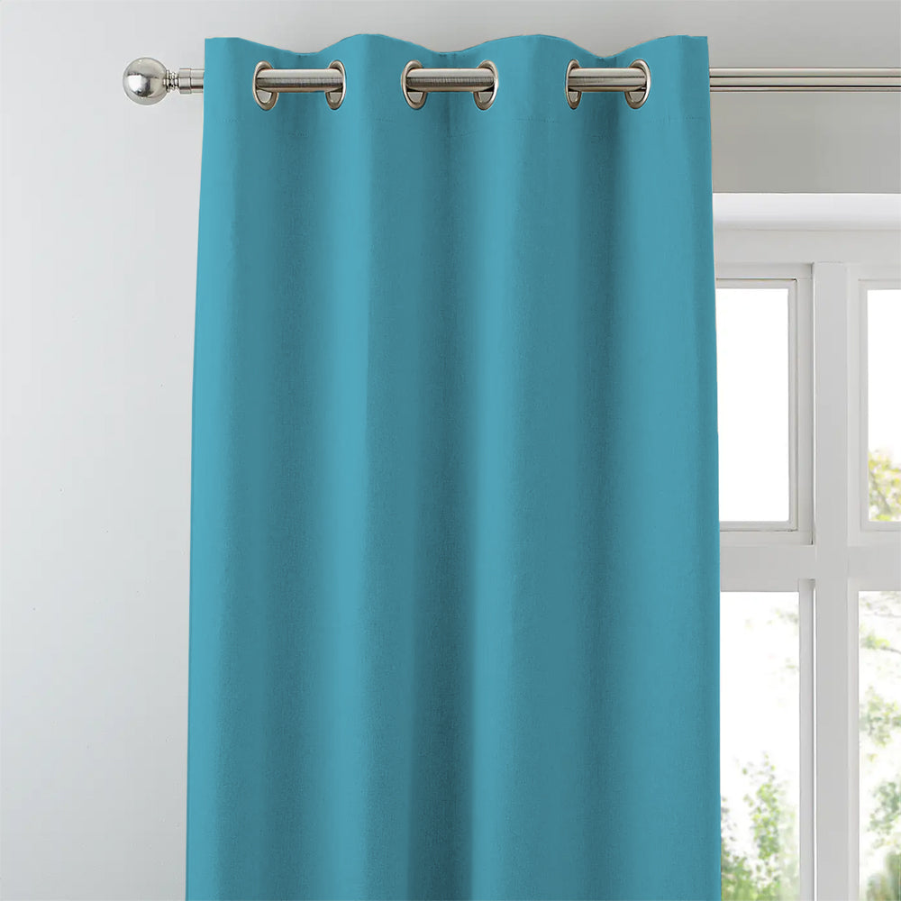 Jacquard Room Darkening Curtains in Aqua Blue Set Of 2 - (P366)