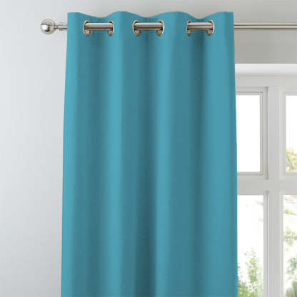 Jacquard Room Darkening Curtains in Aqua Blue Set Of 2 - (P366)
