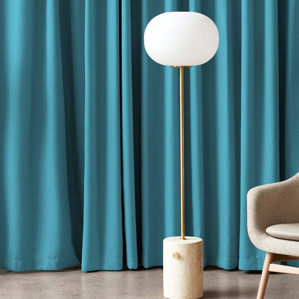 Jacquard Room Darkening Curtains in Aqua Blue Set Of 2 - (P366)