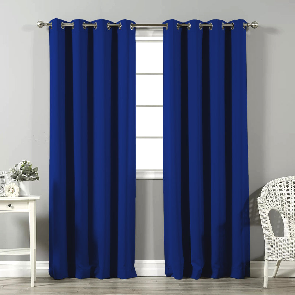Jacquard Room Darkening Curtains in Space Blue Set Of 2 - (P367)