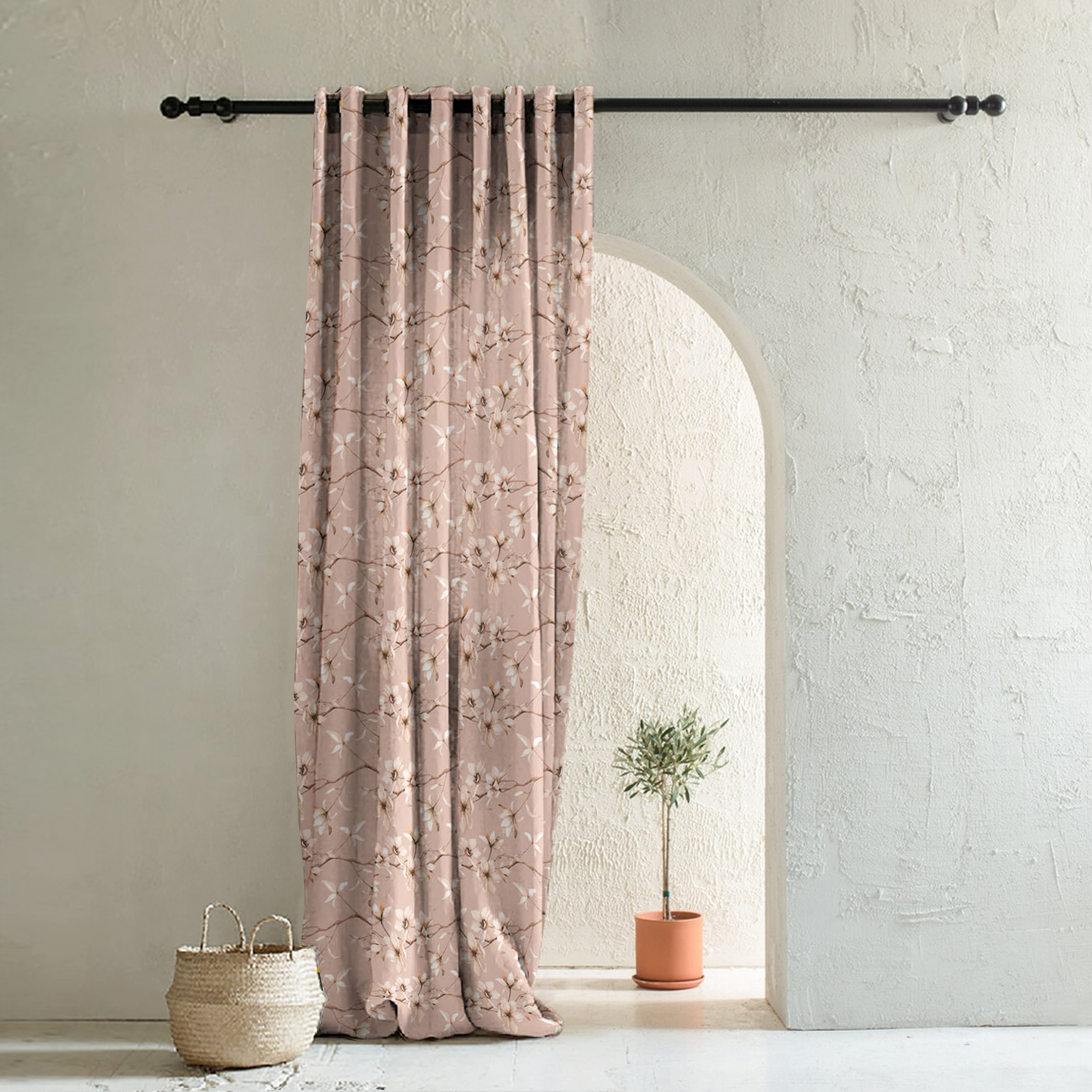 Elegant Floral Print Room Darkening Curtains Set Of 1pc  DS367A