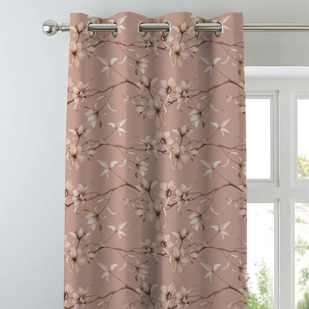 Elegant Floral Print Room Darkening Curtains Set Of 1pc  DS367A