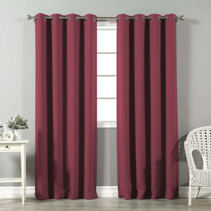 Jacquard Room Darkening Curtains in Grapevine Pink Set Of 2 - (P368)