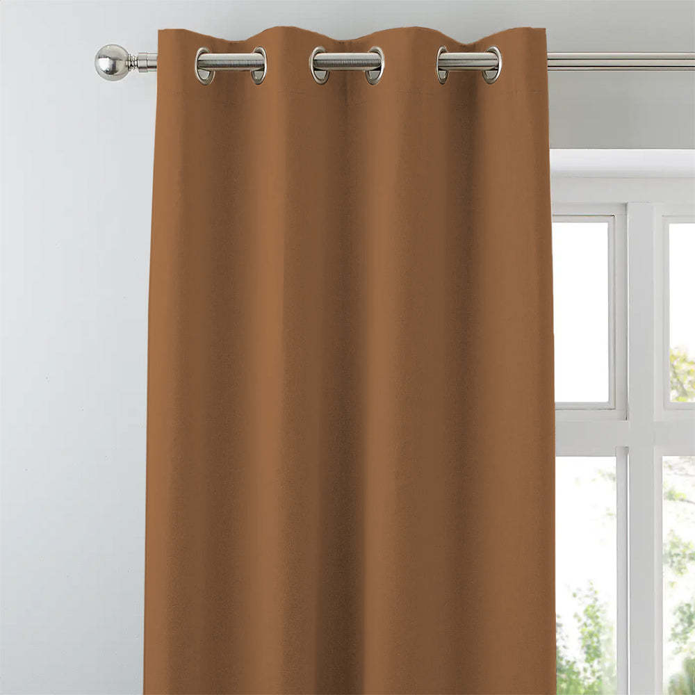 Jacquard Room Darkening Curtains in Brown Sugar Set Of 2 - (P369)