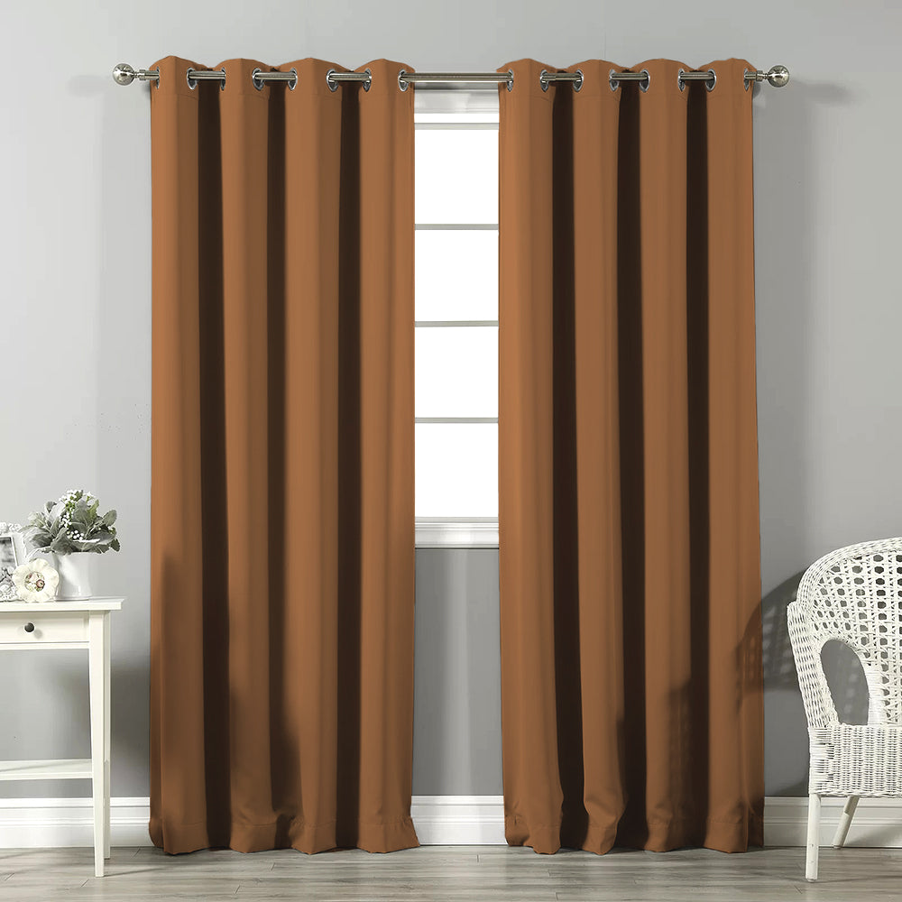 Jacquard Room Darkening Curtains in Brown Sugar Set Of 2 - (P369)