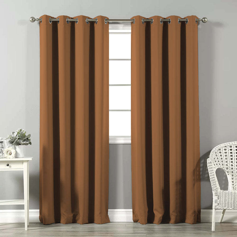 Jacquard Room Darkening Curtains in Brown Sugar Set Of 2 - (P369)