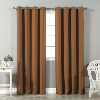 Jacquard Room Darkening Curtains in Brown Sugar Set Of 2 - (P369)