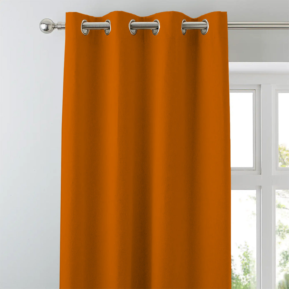 Jacquard Room Darkening Curtains in Tiger Orange Set Of 2 - (P37)