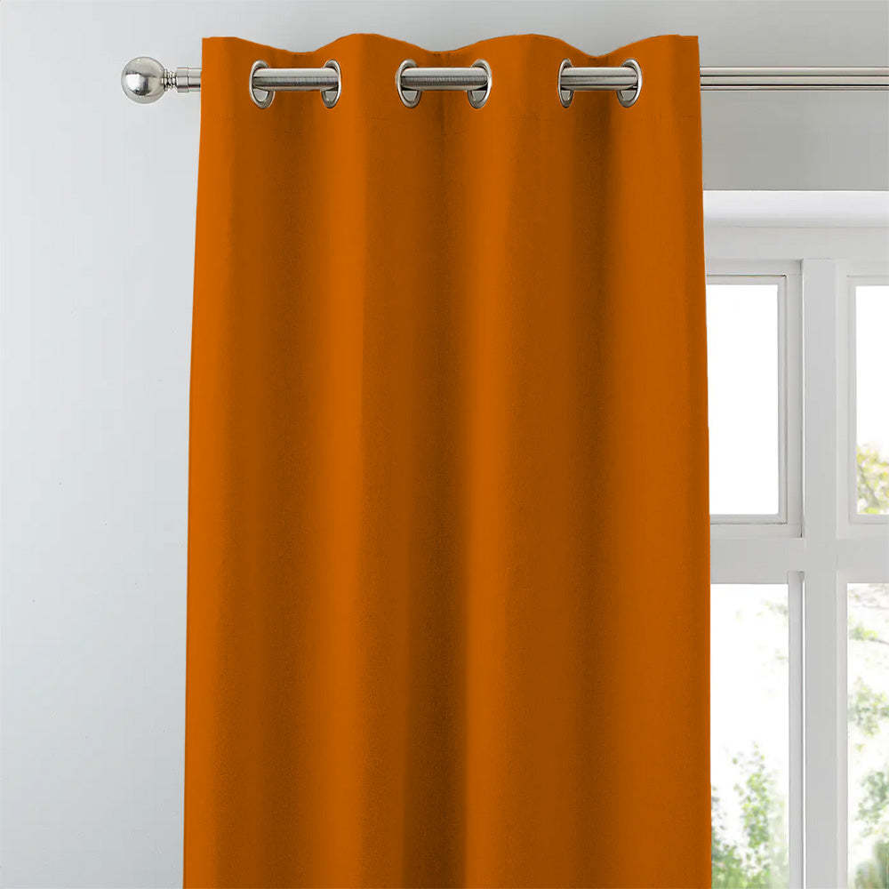 Jacquard Room Darkening Curtains in Tiger Orange Set Of 2 - (P37)
