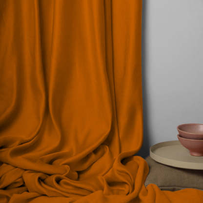 Jacquard Room Darkening Curtains in Tiger Orange Set Of 2 - (P37)