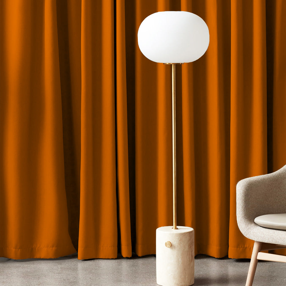 Jacquard Room Darkening Curtains in Tiger Orange Set Of 2 - (P37)