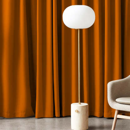 Jacquard Room Darkening Curtains in Tiger Orange Set Of 2 - (P37)