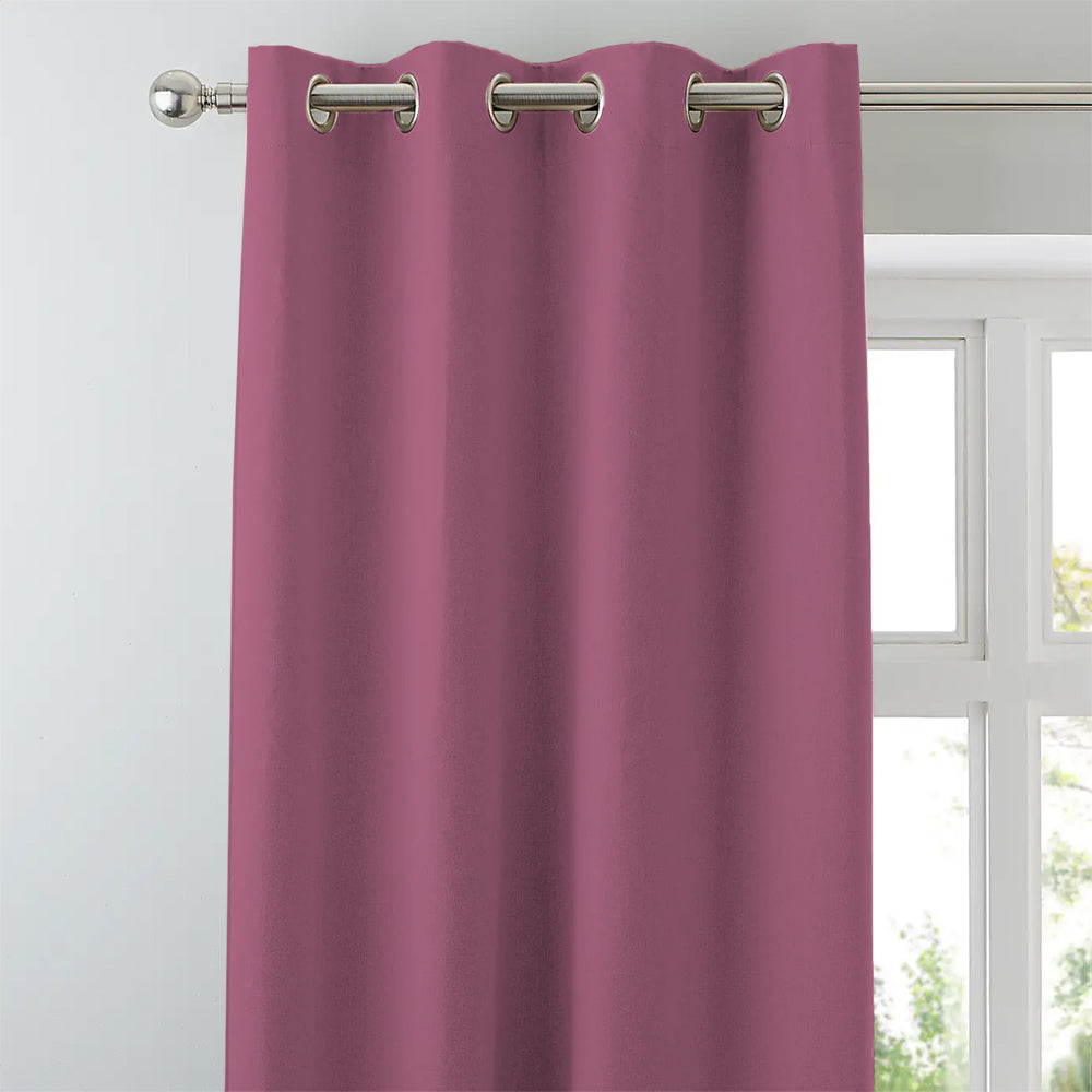 Jacquard Room Darkening Curtains in China Rose Pink Set Of 2 - (P370)