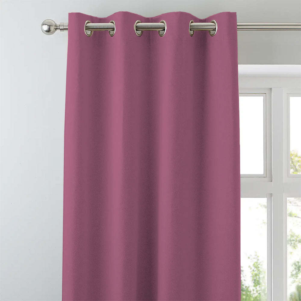Jacquard Room Darkening Curtains in China Rose Pink Set Of 2 - (P370)