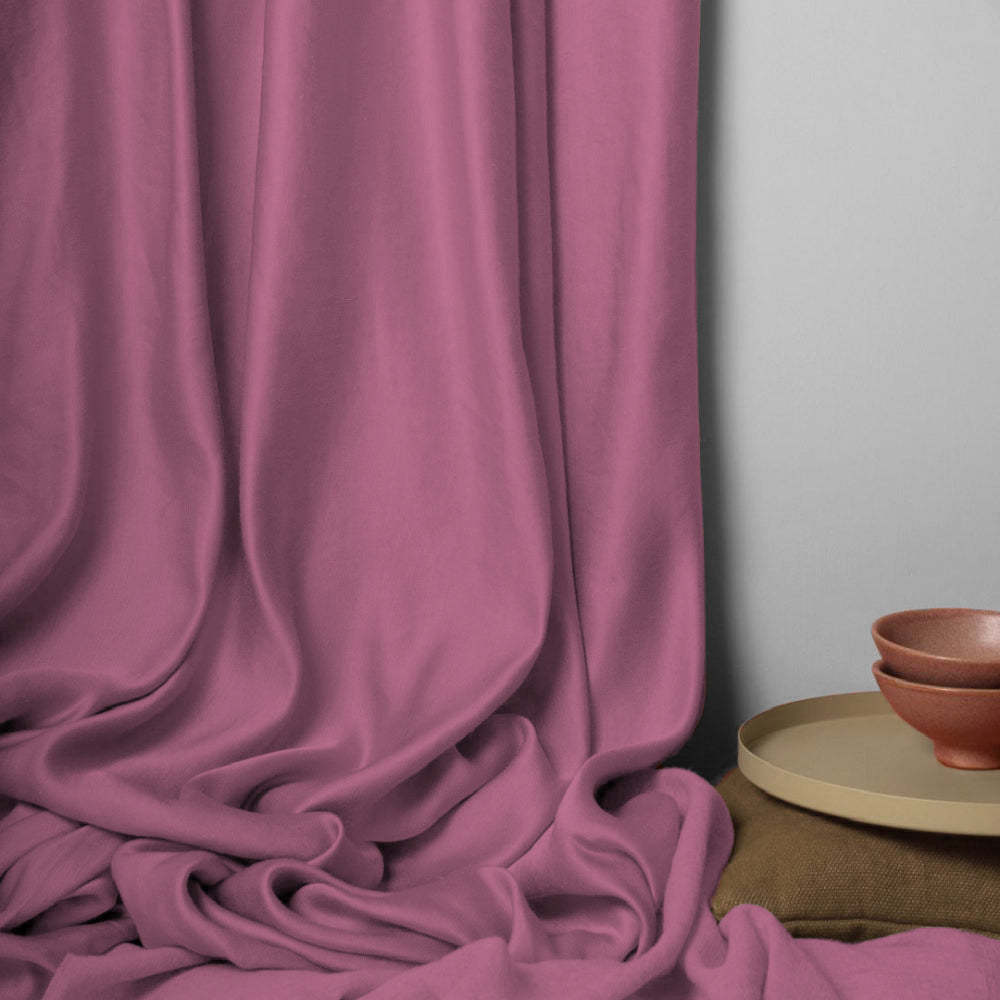 Jacquard Room Darkening Curtains in China Rose Pink Set Of 2 - (P370)