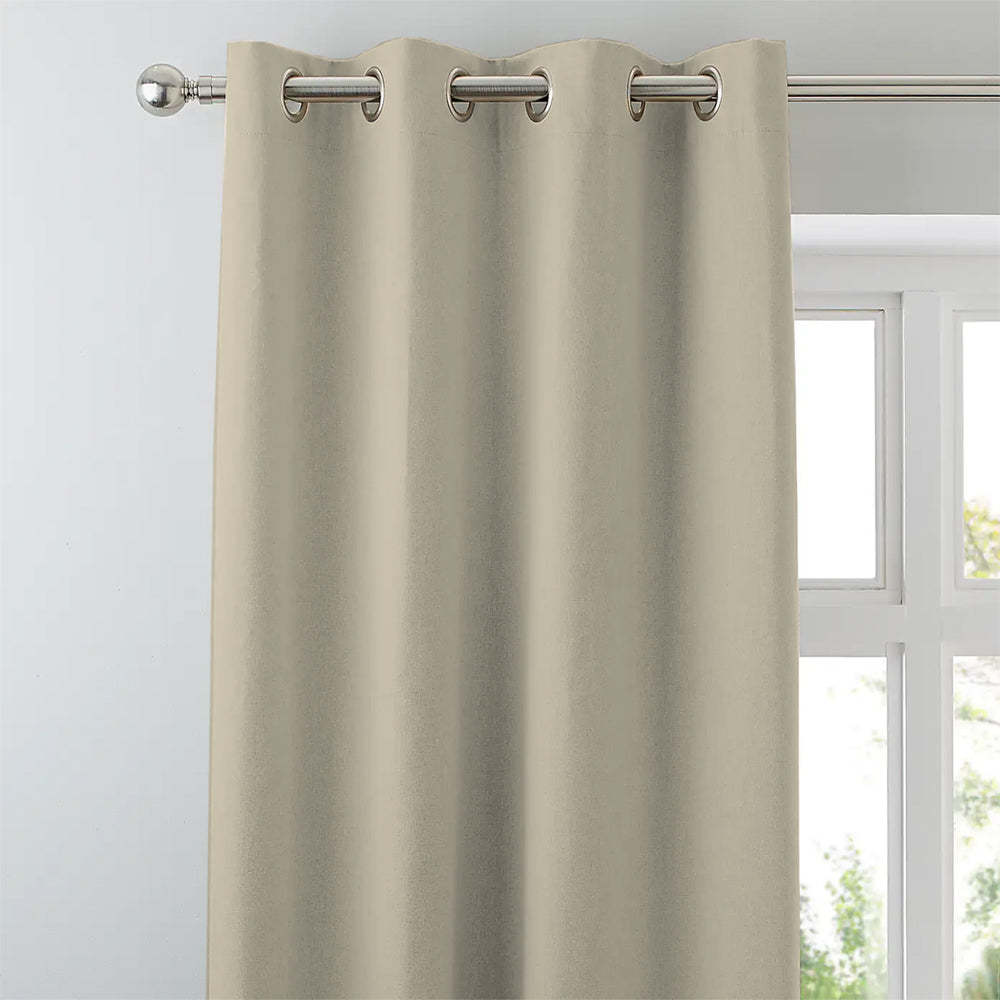 Jacquard Room Darkening Curtains in Tan Beige Set Of 2 - (P372)