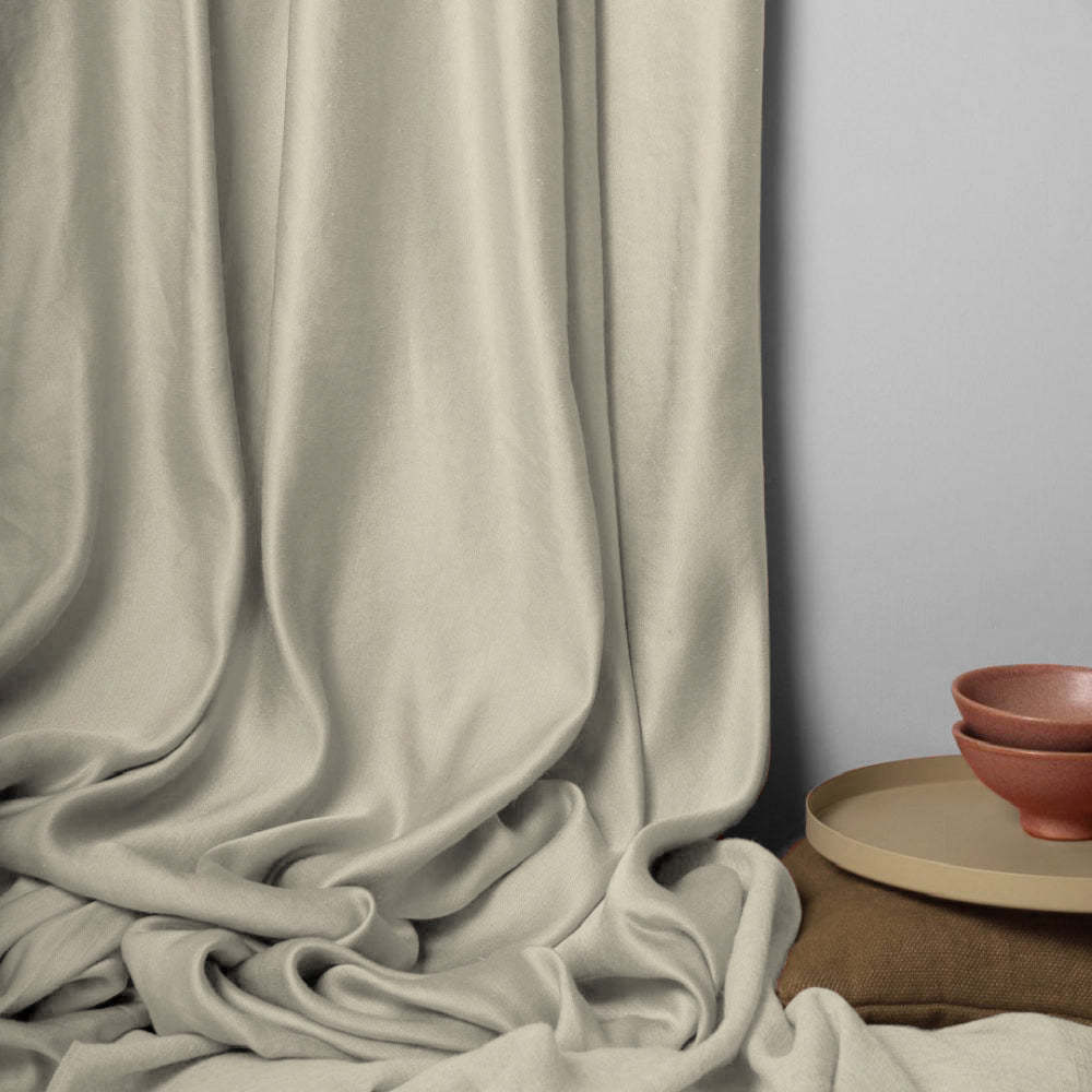 Jacquard Room Darkening Curtains in Tan Beige Set Of 2 - (P372)