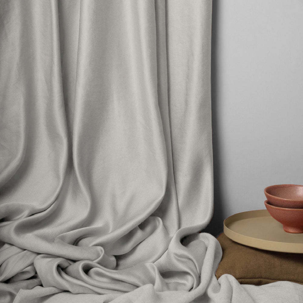 Jacquard Room Darkening Curtains in Chinese Silver Set Of 2 - (P373)