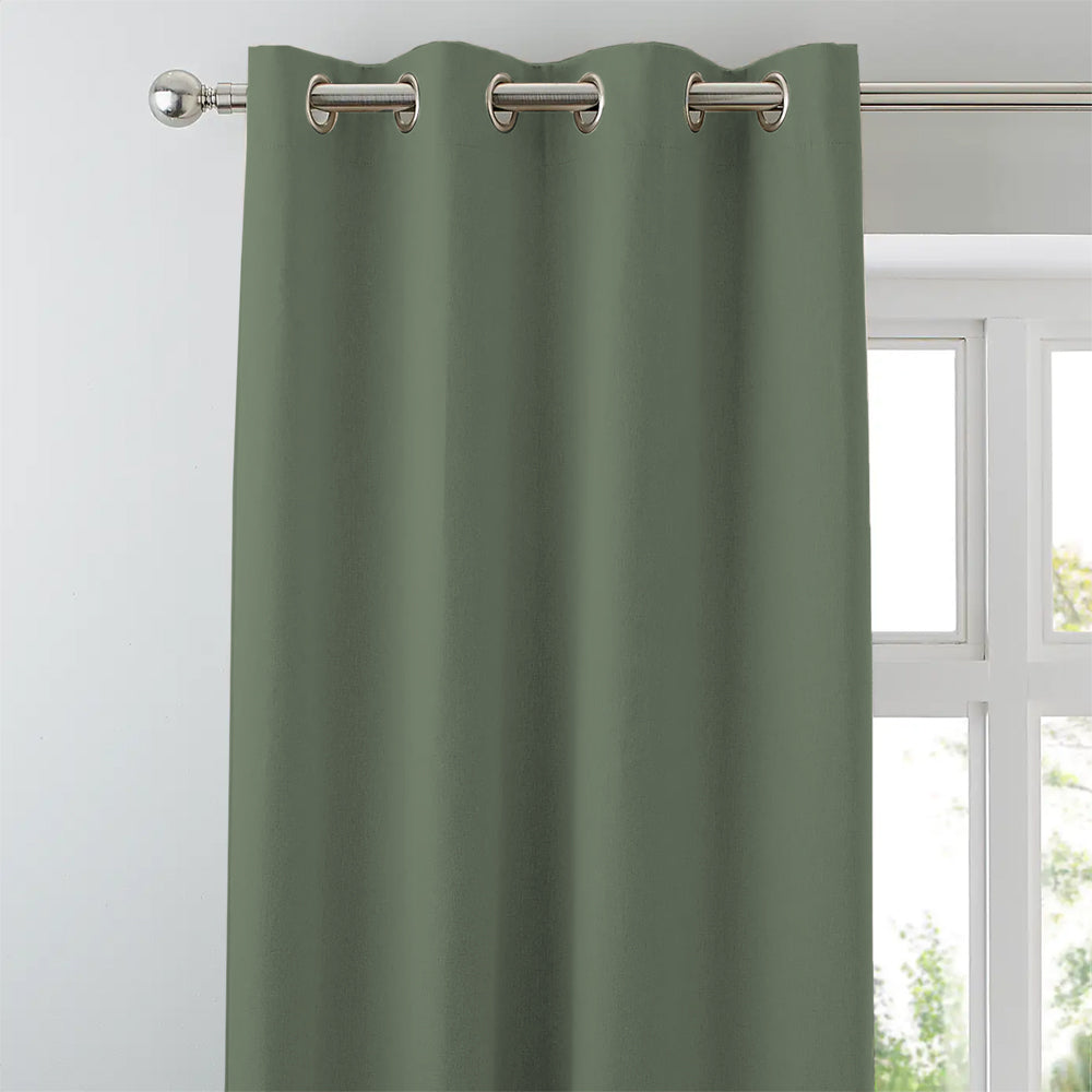 Jacquard Room Darkening Curtains in Grey Green Set Of 2 - (P374)