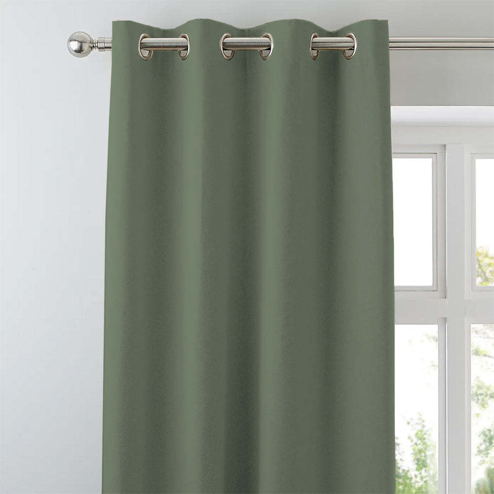 Jacquard Room Darkening Curtains in Grey Green Set Of 2 - (P374)