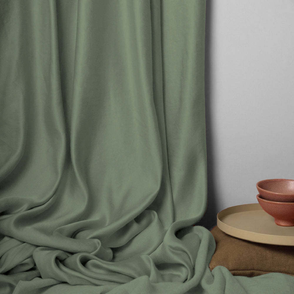 Jacquard Room Darkening Curtains in Grey Green Set Of 2 - (P374)