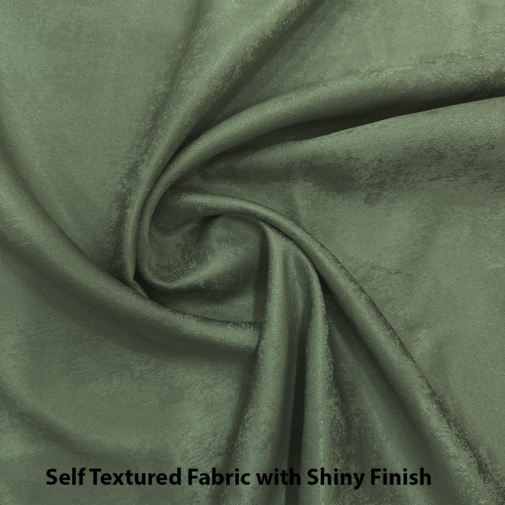 Jacquard Room Darkening Curtains in Grey Green Set Of 2 - (P374)