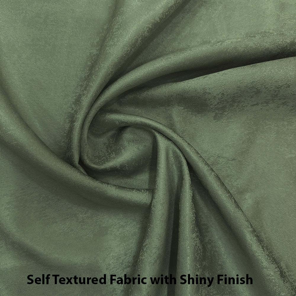 Jacquard Room Darkening Curtains in Grey Green Set Of 2 - (P374)