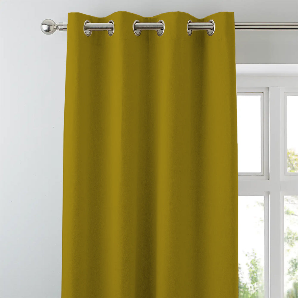 Jacquard Room Darkening Curtains in Sand Yellow Set Of 2 - (P376)