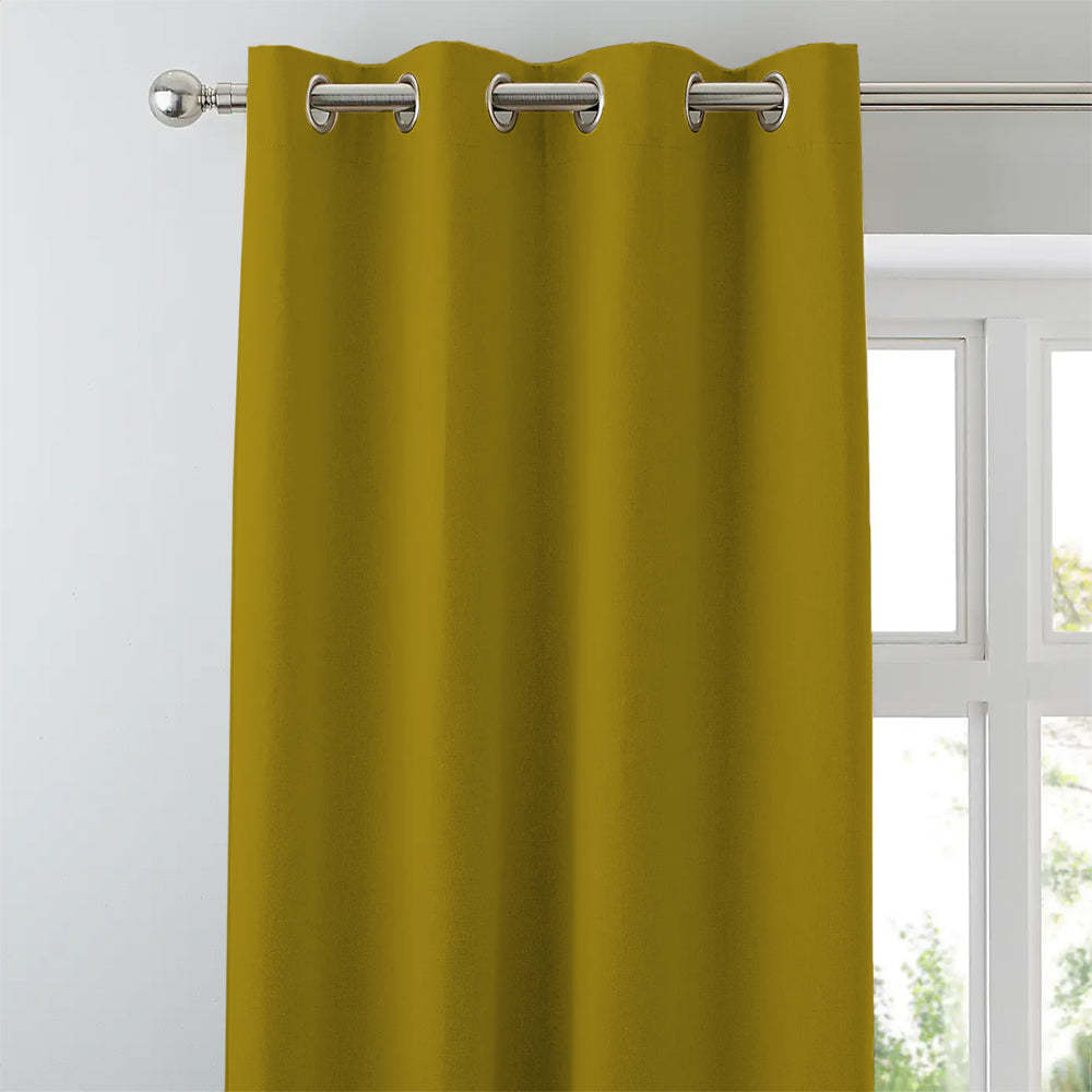 Jacquard Room Darkening Curtains in Sand Yellow Set Of 2 - (P376)