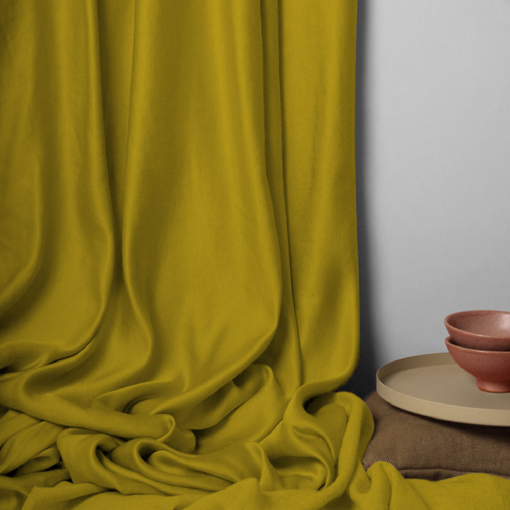 Jacquard Room Darkening Curtains in Sand Yellow Set Of 2 - (P376)