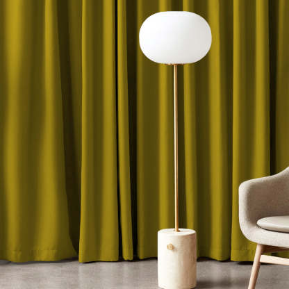 Jacquard Room Darkening Curtains in Sand Yellow Set Of 2 - (P376)