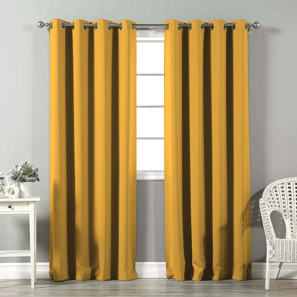 Jacquard Room Darkening Curtains in Orange Set Of 2 - (P378)