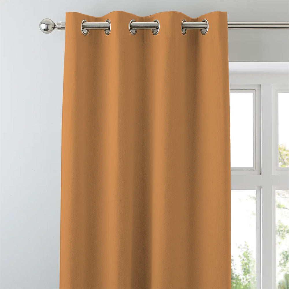 Jacquard Room Darkening Curtains in Cadmium Orange Set Of 2 - (P379)
