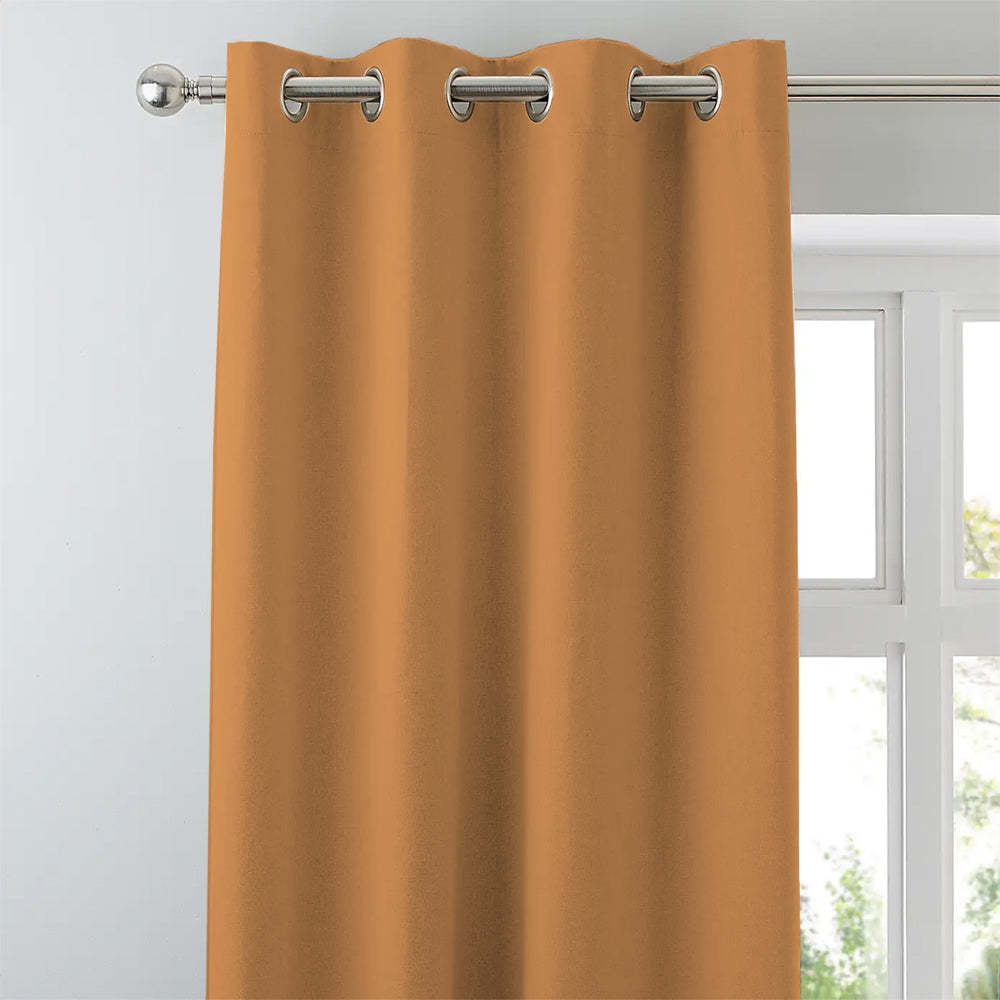 Jacquard Room Darkening Curtains in Cadmium Orange Set Of 2 - (P379)