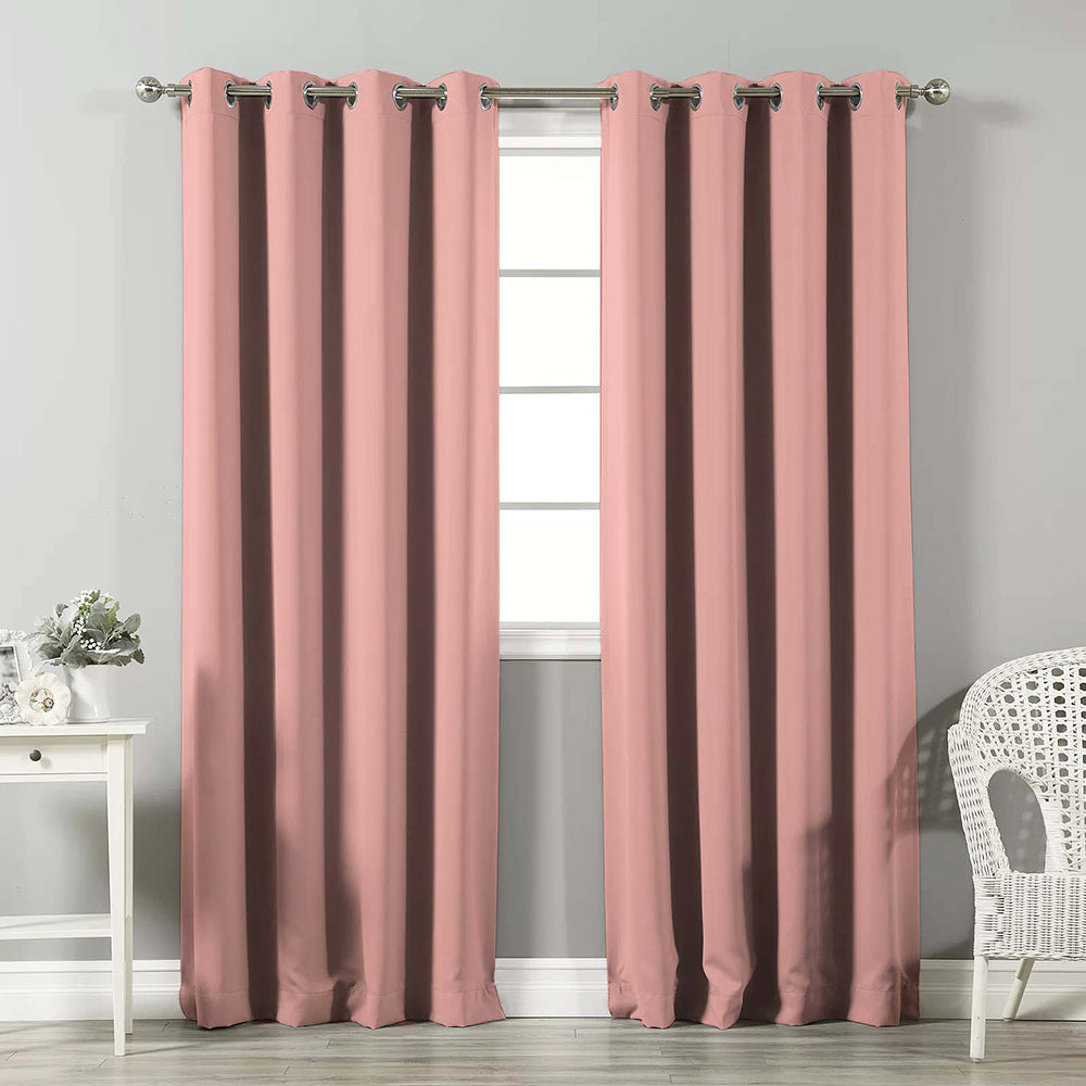 Jacquard Room Darkening Curtains in Crepe Pink Set Of 2 - (P38)