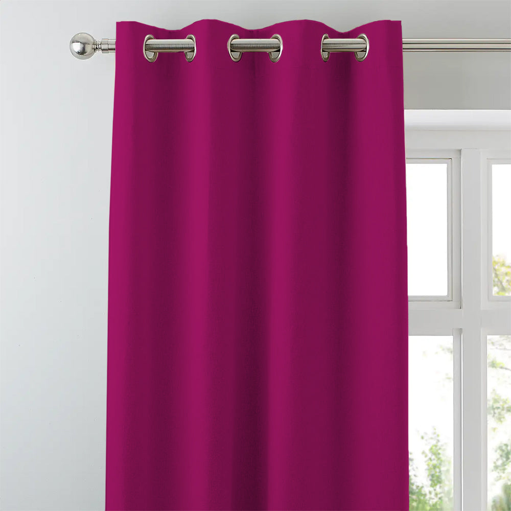 Jacquard Room Darkening Curtains in Dark Pink Set Of 2 - (P382)