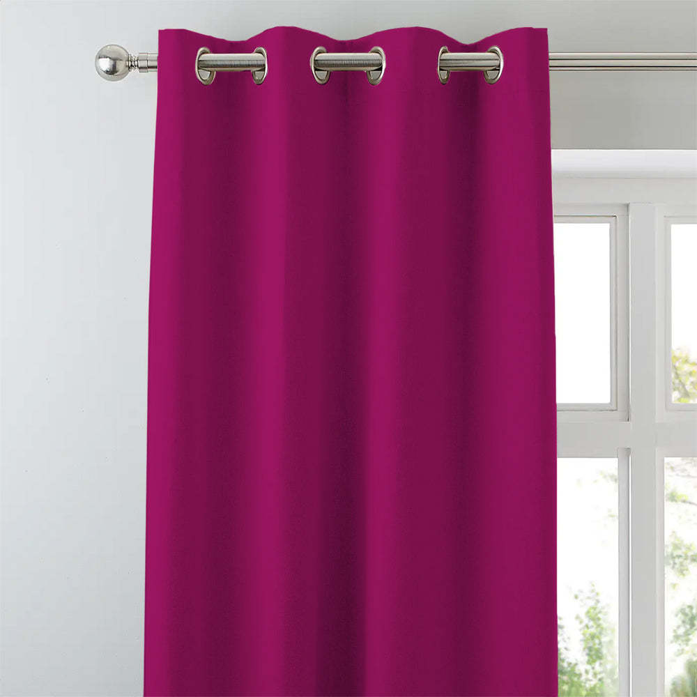 Jacquard Room Darkening Curtains in Dark Pink Set Of 2 - (P382)