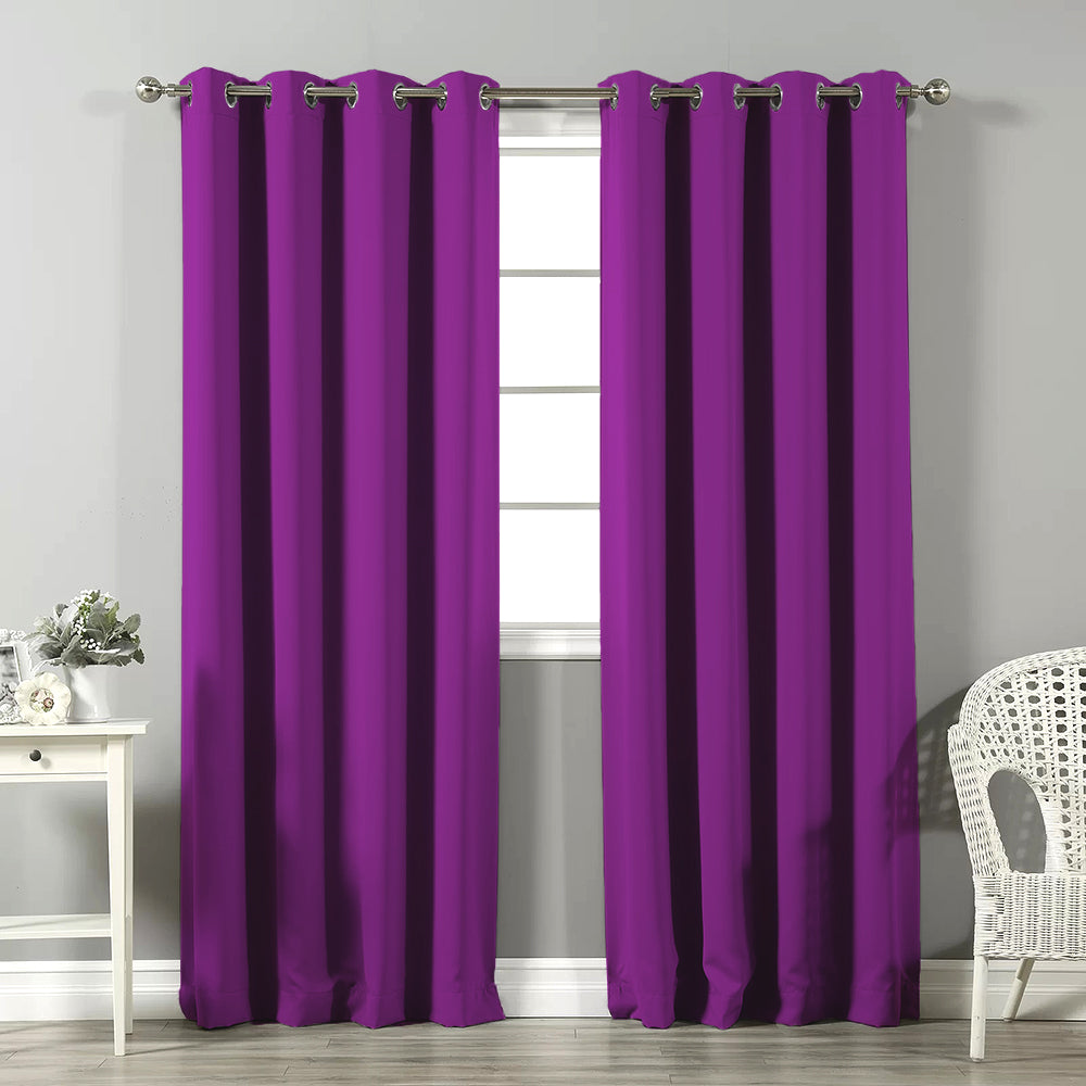 Jacquard Room Darkening Curtains in Boysenberry Purple Set Of 2 - (P383)